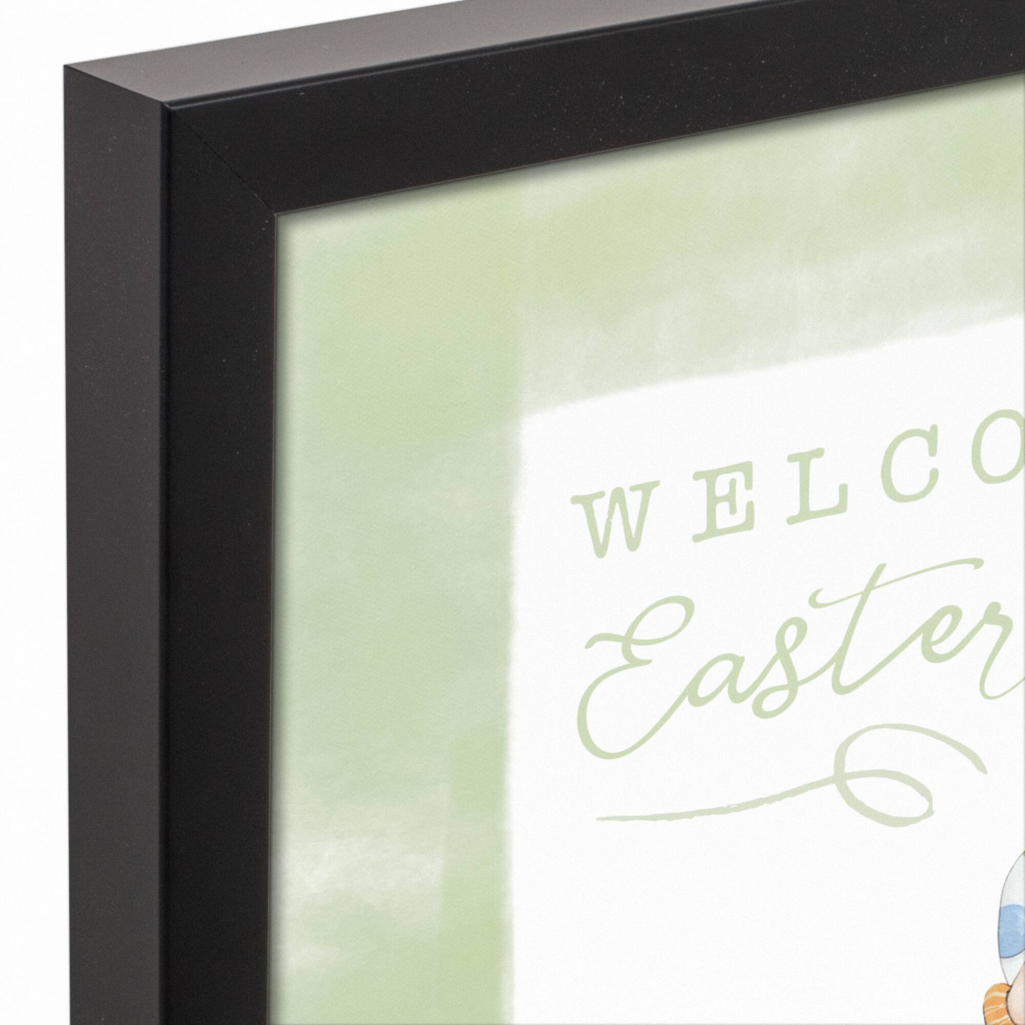 Welcome Easter Gnome 12" x 12" Black Floating Framed Canvas